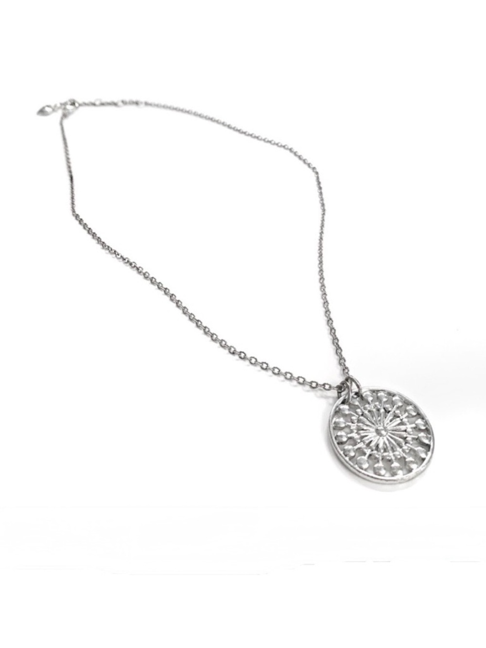 Relic Silver Tone Circle Pendant Necklace